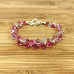 .925 Sterling Silver 7.5-Inch Bracelet with Cluster Bicone Austrian Crystals Elegant Women’s Jewelry