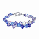 .925 Sterling Silver 7.5-Inch Bracelet with Cluster Bicone Austrian Crystals Elegant Women’s Jewelry