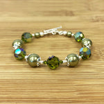 .925 Silver 8 inch Bracelet with 10mm Faux Pearl and Austrian Crystals