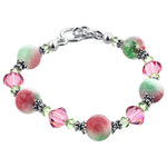 Simulated Gemstones & Austrian Crystals 925 Sterling Silver 7.5 inch Long Bracelet
