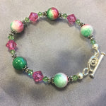 Simulated Gemstones & Austrian Crystals 925 Sterling Silver 7.5 inch Long Bracelet