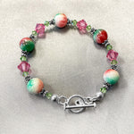 Simulated Gemstones & Austrian Crystals 925 Sterling Silver 7.5 inch Long Bracelet