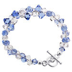 .925 Sterling Silver 7.5-Inch Bracelet with Cluster Bicone Austrian Crystals Elegant Women’s Jewelry