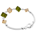 Sterling Silver 7 inch Bracelet with Diagonal Shaped Austrian Crystals