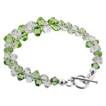 .925 Sterling Silver 7.5-Inch Bracelet with Cluster Bicone Austrian Crystals Elegant Women’s Jewelry