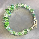 .925 Sterling Silver 7.5-Inch Bracelet with Cluster Bicone Austrian Crystals Elegant Women’s Jewelry