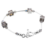 Sterling Silver 7.5 inch Bracelet with Cube Shape Austrian Crystals