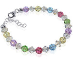 Sterling Silver Bracelet with Austrian Crystals Adjustable 7 to 8 Inch