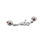 Round Faux Pearl & Cube Austrian Crystals 925 Sterling Silver 7.5 inch Long Bracelet