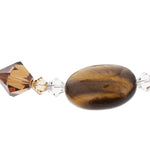 Tiger Eye with Austrian Crystals 925 Sterling Silver 7 to 8.5 inch Long Adjustable Bracelet