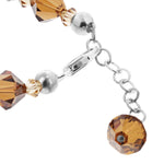 Tiger Eye with Austrian Crystals 925 Sterling Silver 7 to 8.5 inch Long Adjustable Bracelet