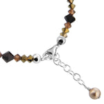 Austrian Crystals with Faux Pearl 7 to 8 inch Long 925 Sterling Silver Bracelet