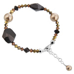 Austrian Crystals with Faux Pearl 7 to 8 inch Long 925 Sterling Silver Bracelet