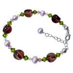 Multicolor Austrian Crystals 7 to 9 Inch Long 925 Sterling Silver Bracelet