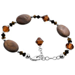 Abalone with Austrian Crystals 7 to 9 inch Long 925 Sterling Silver Bracelet