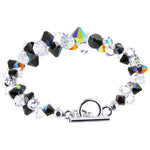 .925 Sterling Silver 7.5-Inch Bracelet with Cluster Bicone Austrian Crystals Elegant Women’s Jewelry