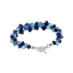 .925 Sterling Silver 7.5-Inch Bracelet with Cluster Bicone Austrian Crystals Elegant Women’s Jewelry