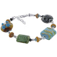 Blown Glass with Austrian Crystals 7 inch Sterling Silver Bracelet - Gem Avenue