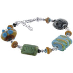 Blown Glass with Multicolor Austrian Crystals 925 Silver 8 to 9