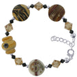 Blown Glass with Austrian Crystals 7 inch Sterling Silver Bracelet - Gem Avenue