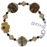 Blown Glass with Multicolor Austrian Crystals 925 Silver 8 to 9