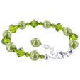 .925 Silver 7 inch Bracelet with 6mm Faux Pearl and Austrian Crystals