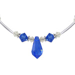 Blue Austrian Crystals 7 to 8.5 Inch Long 925 Sterling Silver Bracelet