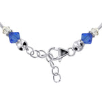 Blue Austrian Crystals 7 to 8.5 Inch Long 925 Sterling Silver Bracelet