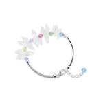 Sterling Silver 7 inch Wide Bracelet with Multicolor Austrian Crystals