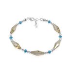 .925 Silver 7 Inch Bracelet with Large & Small Bicone Austrian Crystals