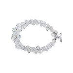 .925 Sterling Silver 7.5-Inch Bracelet with Cluster Bicone Austrian Crystals Elegant Women’s Jewelry