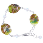 Blown Glass with Multicolor Austrian Crystals 925 Silver 8 to 9