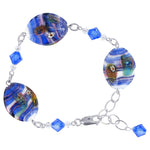 Blown Glass with Multicolor Austrian Crystals 925 Silver 8 to 9