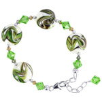 Blown Glass with Multicolor Austrian Crystals 925 Silver 8 to 9