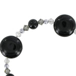 Black Onyx and Austrian Crystals 925 Sterling Silver 8.5 inch Bracelet