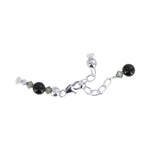 Black Onyx and Austrian Crystals 925 Sterling Silver 8.5 inch Bracelet