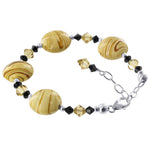 Blown Glass with Multicolor Austrian Crystals 925 Silver 8 to 9