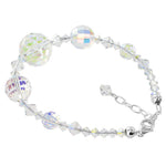 .925 Silver 7 to 8.5 inch Adjustable Bracelet with Round Austrian Crystals