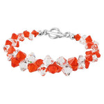 .925 Sterling Silver 7.5-Inch Bracelet with Cluster Bicone Austrian Crystals Elegant Women’s Jewelry