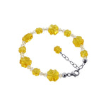 .925 Silver Adjustable Charm Bracelet with Flower Austrian Crystals