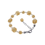 .925 Silver Adjustable Charm Bracelet with Flower Austrian Crystals