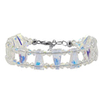 Geo-metric Design 925 Sterling Silver Clear Austrian Crystals 6.5 to 8.25 inch Long Bracelet