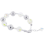 925 Sterling Silver Bicone Beads & Clear AB Austrian Crystals 7 to 8 inch Long Bracelet
