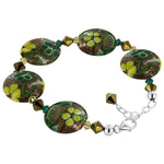 Blown Glass with Multicolor Austrian Crystals 925 Silver 8 to 9