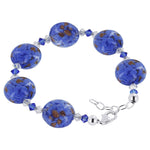 Blown Glass with Multicolor Austrian Crystals 925 Silver 8 to 9