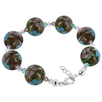 Blown Glass with Multicolor Austrian Crystals 925 Silver 8 to 9