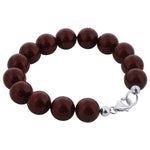 Red Austrian Faux Pearl & 925 Sterling Silver 8 inch Long Bracelet