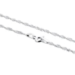 Italian 925 Sterling Silver Winding 2mm Singapore Chain Necklace