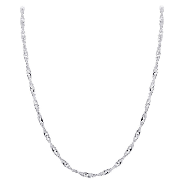 Italian 925 Sterling Silver Winding 3mm Singapore Chain Necklace