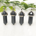 Natural Hematite Hexagonal Bullet Pointed Pendant